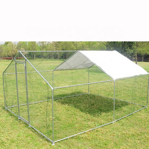 Outdoor Walk-in Poultry Cage Hen Run House Rabbits with Waterproof Cover and Secure Lock