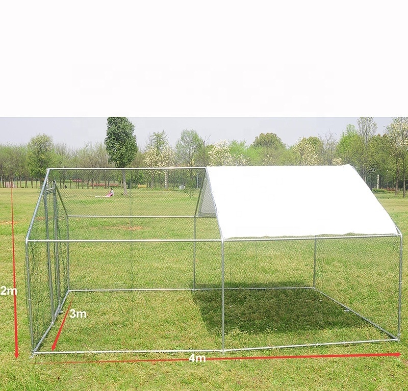 Outdoor Walk-in Poultry Cage Hen Run House Rabbits with Waterproof Cover and Secure Lock