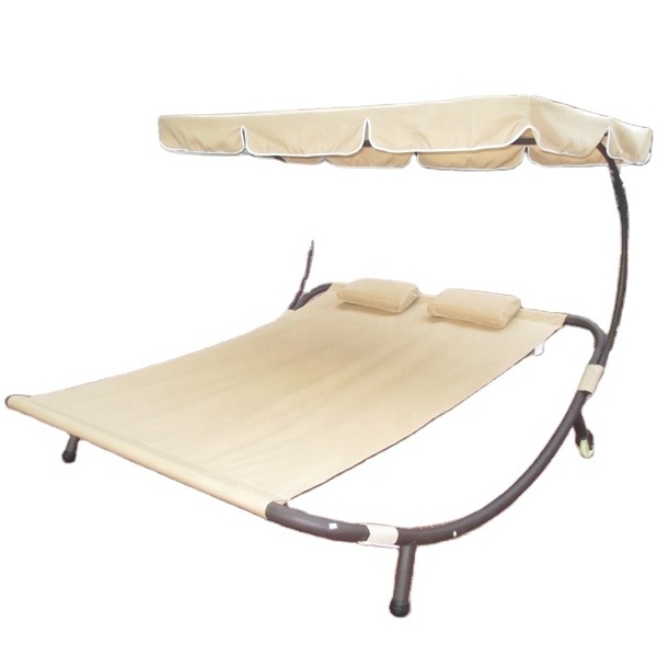 Outdoor Patio Sun bed sun lounger with Cushions and Wheels for swimming pool