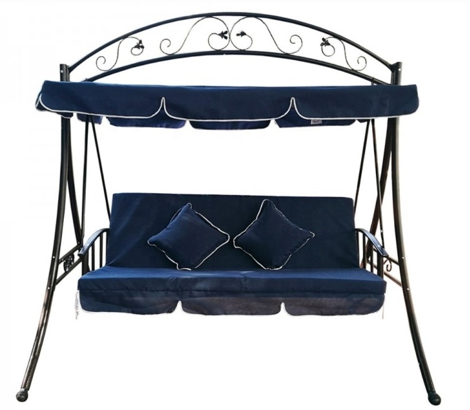 3 Seat Deluxe Outdoor Patio Porch Swing with Weather Resistant Steel Frame And Adjustable Tilt Canopy