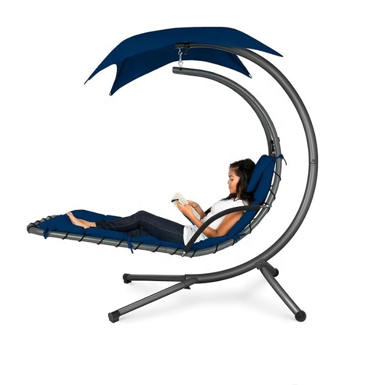 Best Choice Products Outdoor Hanging Curved Steel Chaise Lounge Chair pool sun lounge