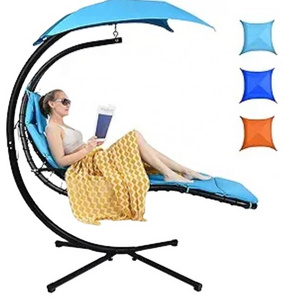 Best Choice Products Outdoor Hanging Curved Steel Chaise Lounge Chair Swing