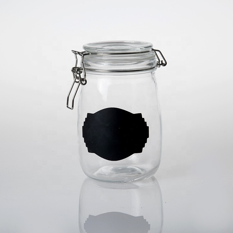 eco-friendly clear glass storage jar with airtight seal clip glass lid