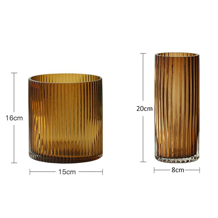 best selling elegant fashion cylinder glass flower vase wedding decoration table amber glass vase