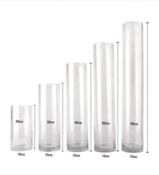 wholesale homeware cheap clear elegant cylinder customized glass vase for decoration