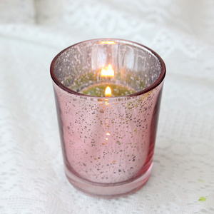 elegant hurricane pink electroplate lanterns candle jars custom glass candle holder jars for wedding party decoration