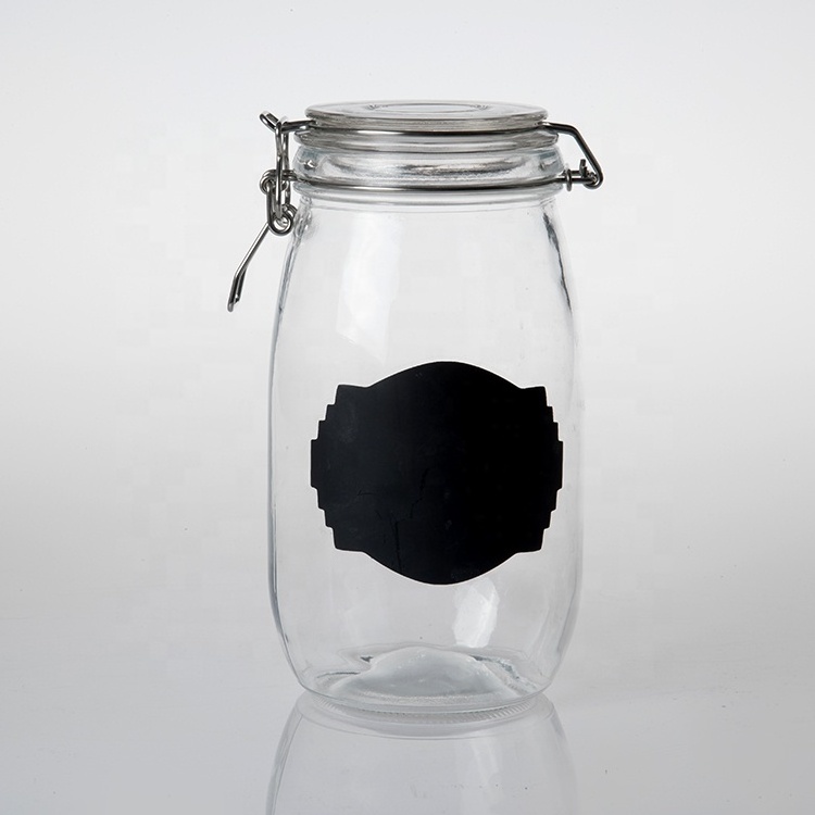 eco-friendly clear glass storage jar with airtight seal clip glass lid