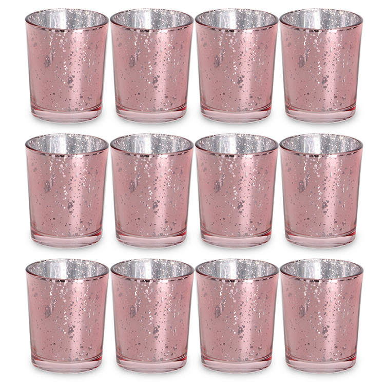 elegant hurricane pink electroplate lanterns candle jars custom glass candle holder jars for wedding party decoration