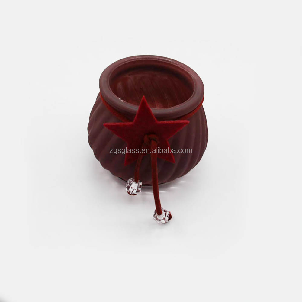 Christmas Decorative Pumpkin Shaped Small Glass Candle Holder