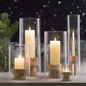 Wedding party decoration popular borosilicate transparent cylinder glass candle holders