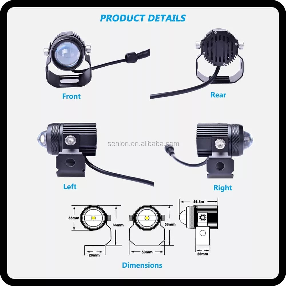 Motorcycle LED Headlights 30W White and Yellow LED Aux Spotlight For Jeep Tractor Truck ATV UTV SUV Boat Driving Fog Lights