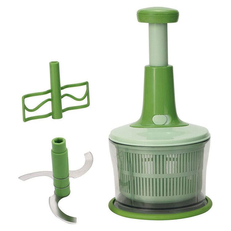 Smile Mom Kitchen Manual Fruit Vegetable Choppers and Salad Spinner with Stainless Steel Blades