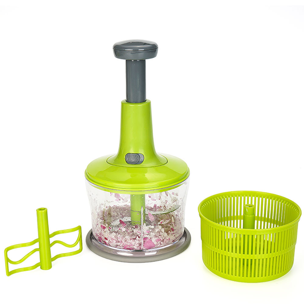 Smile Mom Kitchen Manual Fruit Vegetable Choppers and Salad Spinner with Stainless Steel Blades