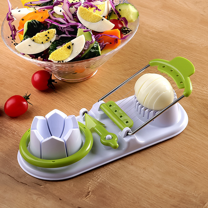 Food grade kitchen accessories manual cooking tools stainless steel plastic egg slicer cutter