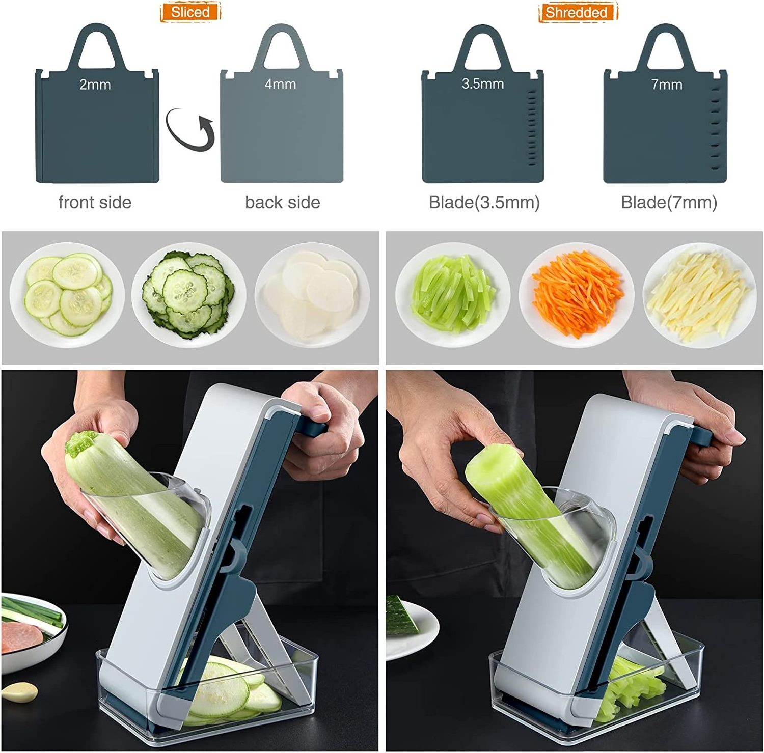 Smile mom 3 in 1 multi-function adjustable mandoline slicer safe vegetable slicer