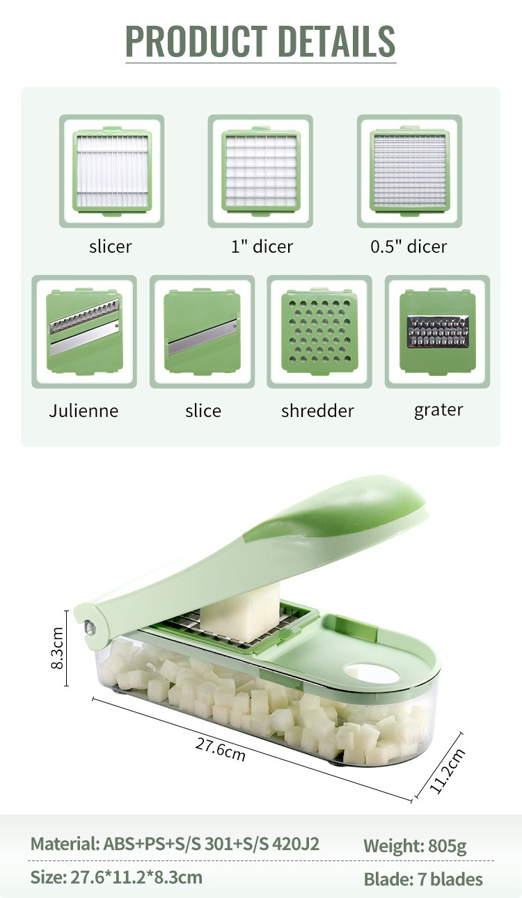 Smile mom food grade plastic adjustable manual food grater multi vegetable slicer shredder