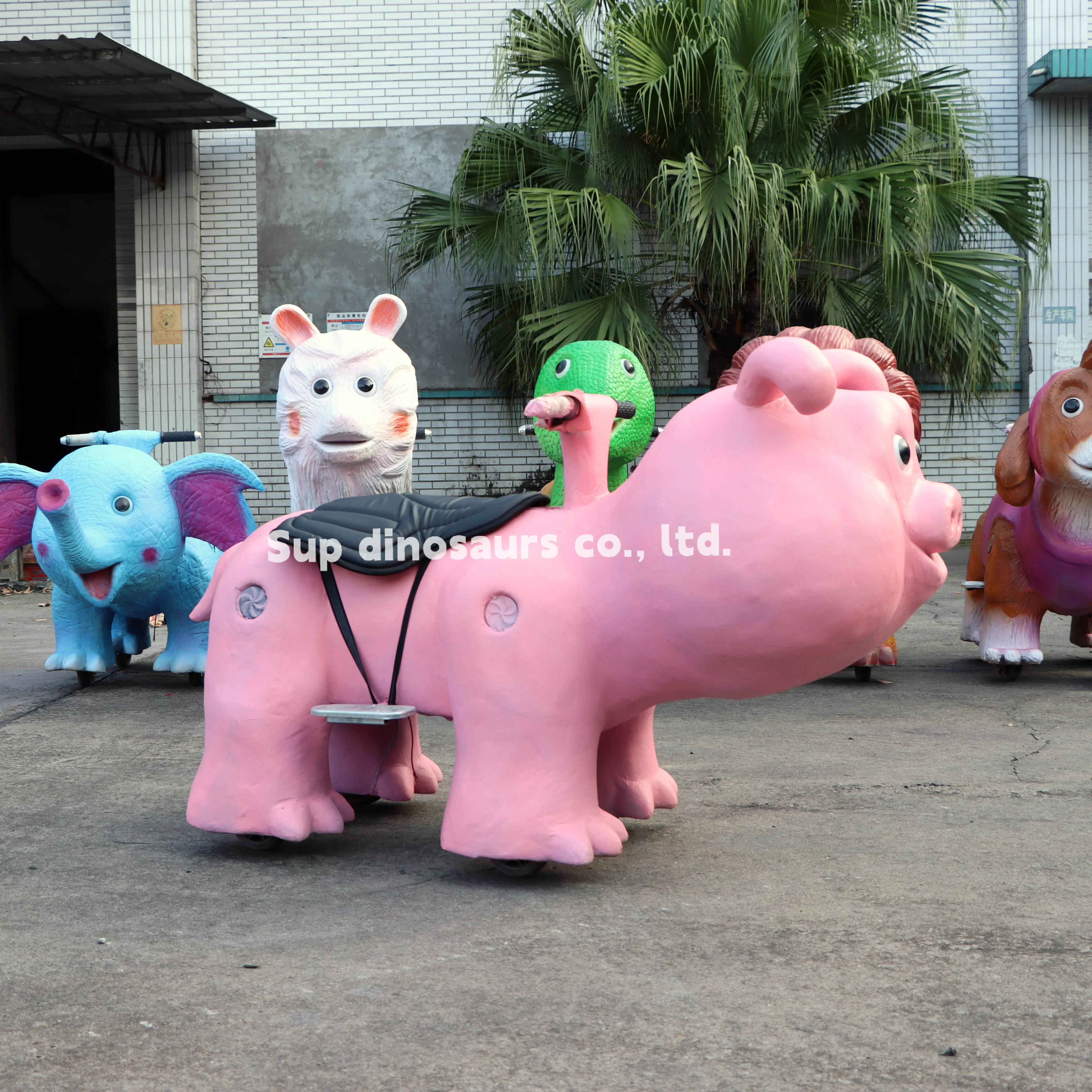 Kids walking dinosaur rides electric animal scooter for entertainment