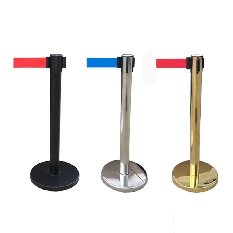 Hotel Exhibition Stainless Steel Queue Pole Barrier Crowd Control Stanchions with Retractable Belt