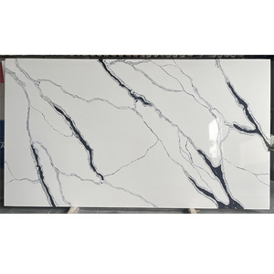 Wholesale China 20mm Artificial White Quartz Slab With black Veins For Countertop