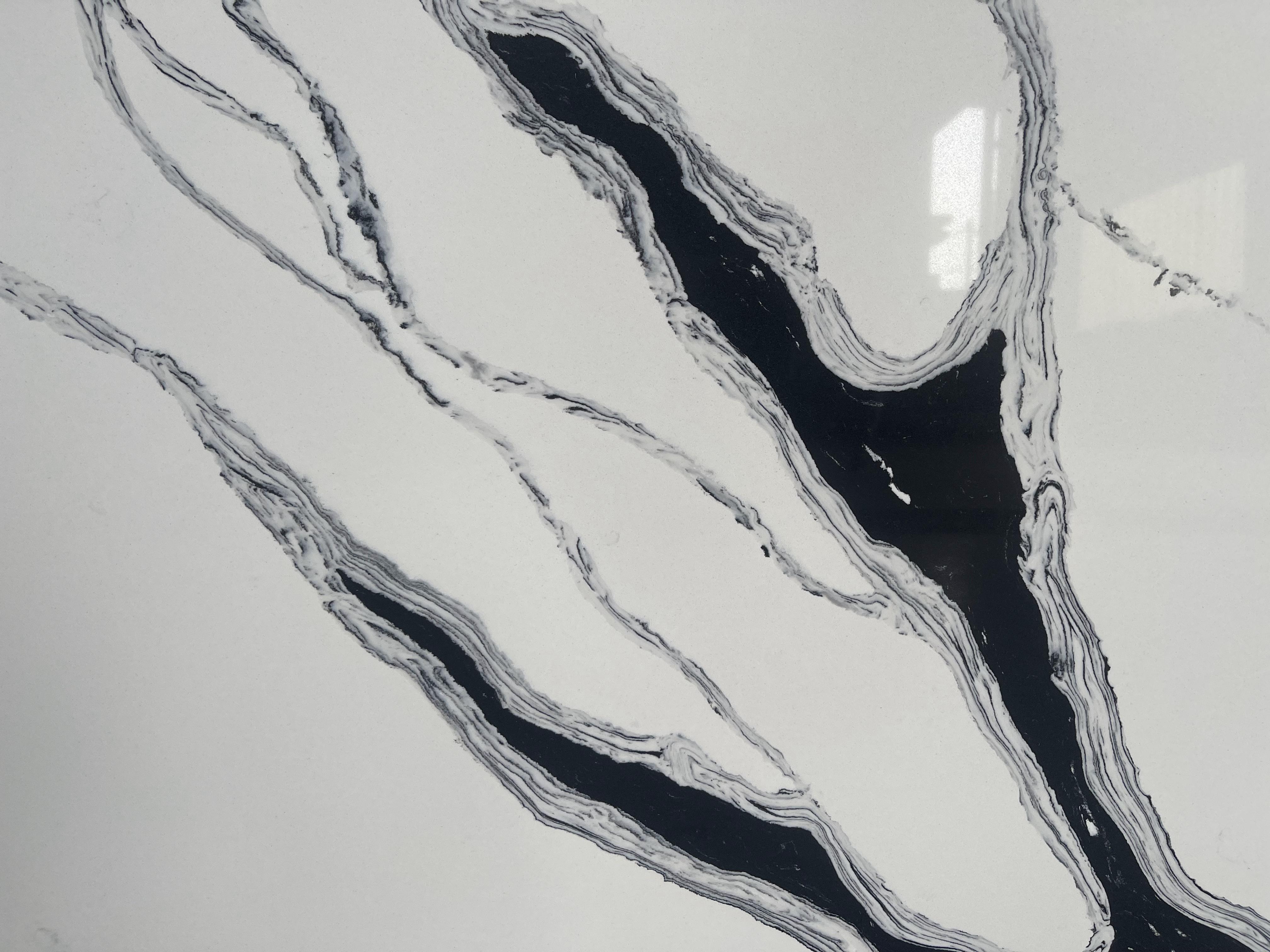 Wholesale China 20mm Artificial White Quartz Slab With black Veins For Countertop