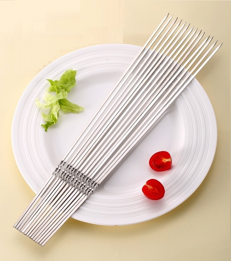 304 Stainless Steel Grilling BBQ Skewers Metal Kebab Sticks