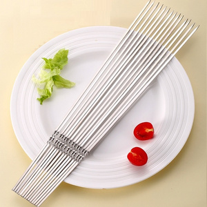 304 Stainless Steel Grilling BBQ Skewers Metal Kebab Sticks