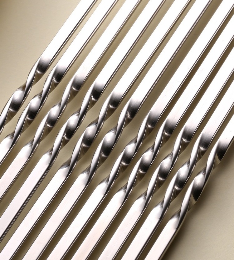 304 Stainless Steel Grilling BBQ Skewers Metal Kebab Sticks