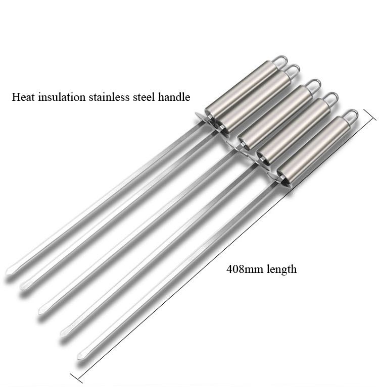 bbq kebab roasting Stainless Steel Barbecue Skewers flat meat skewers shish metal kebab bbq grill stick