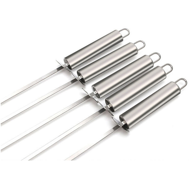 bbq kebab roasting Stainless Steel Barbecue Skewers flat meat skewers shish metal kebab bbq grill stick