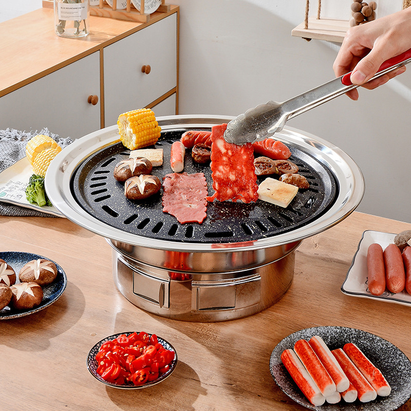 stainless steel restaurant korea bbq grill pan barbecue stove