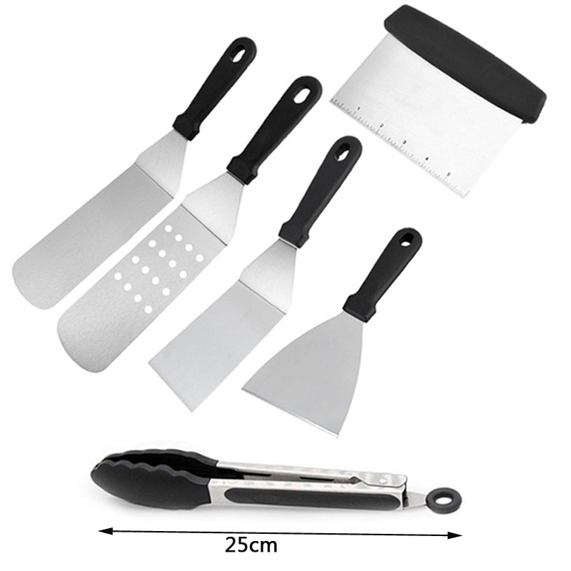 Metal Spatula Set Stainless Steel Griddle Accessories BBQ Grill Spatula Scraper for Flat Top Teppanyaki Grill BBQ