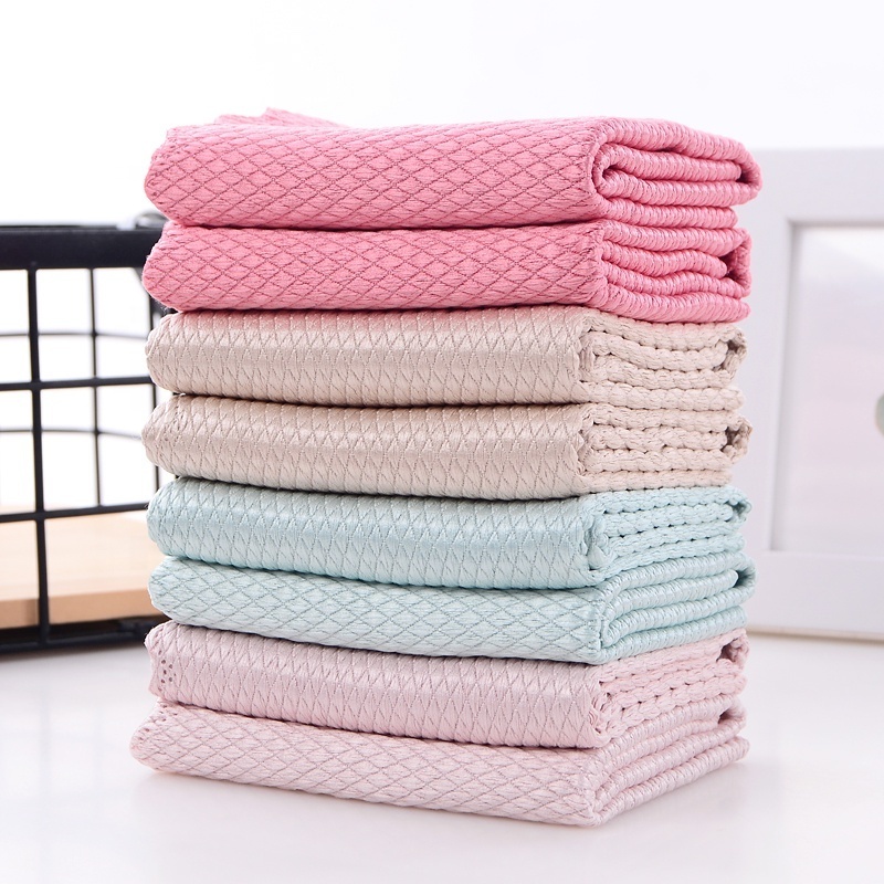 Custom Logo Fish Scale Microfiber Cleaning Cloths Anti-Grease Wiping Rags Towels for Kitchen Dishes Household Cleaning Cloths