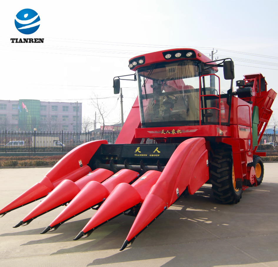 Tianren factory supplier self propelled corn combine harvester machine 3- 8 rows corn harvester can choice