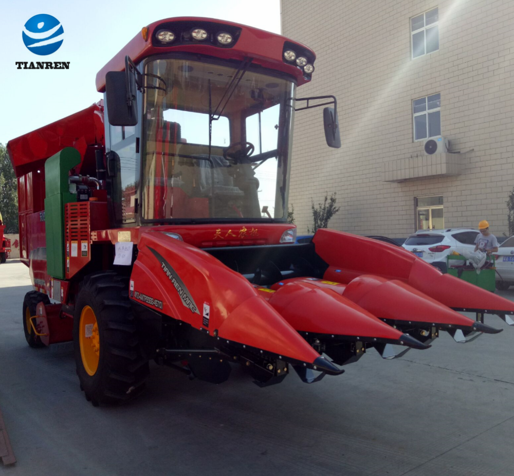 Tianren factory supplier self propelled corn combine harvester machine 3- 8 rows corn harvester can choice