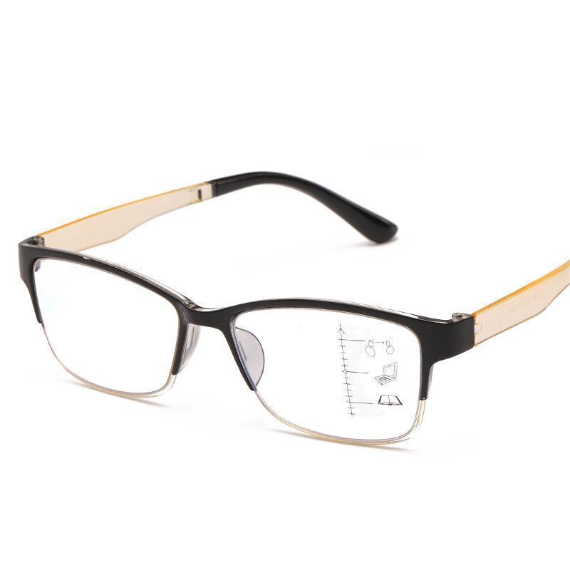 1704JJ 1pc PC Squared Frame Progressive Lens See far See near Multi-focal Presbyopia Unisex Reading Glasses