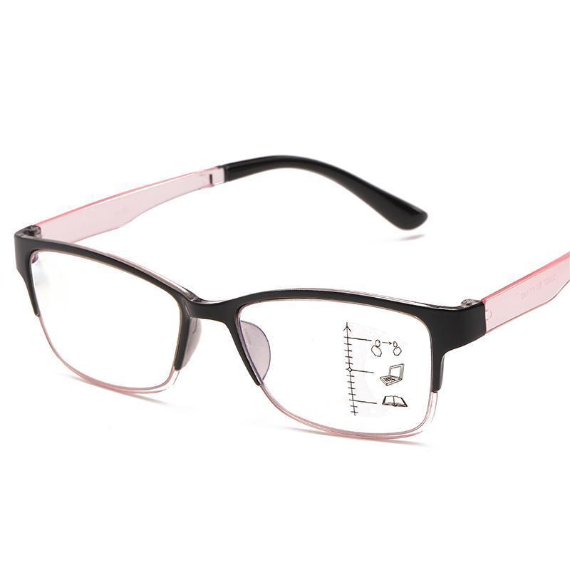 1704JJ 1pc PC Squared Frame Progressive Lens See far See near Multi-focal Presbyopia Unisex Reading Glasses