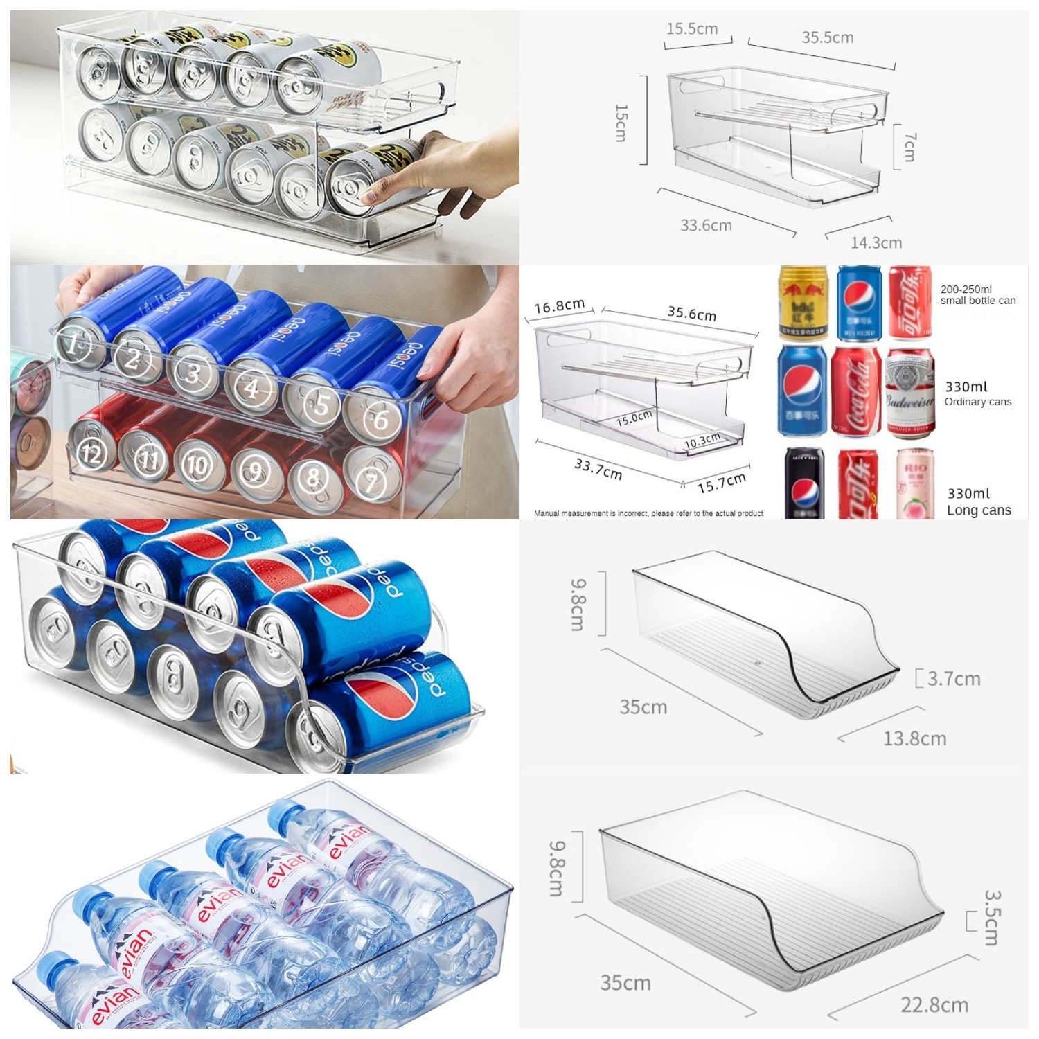 Plastic Clear Drink Soda Can Water Beverage Dispenser Organizer for Fridge Freezer Refrigerator