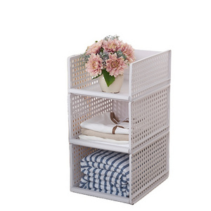 Stackable Wardrobe Plastic Removable Cabinet Clothes Organizer Closet Shelves