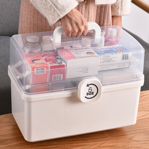 Durable Portable Storage Box Transparent Large Capacity Plastic Foldable Medicine Box Storage