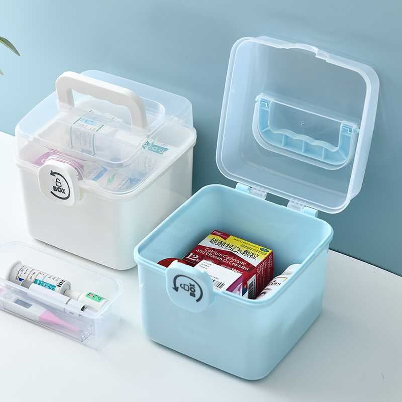 Durable Portable Storage Box Transparent Large Capacity Plastic Foldable Medicine Box Storage