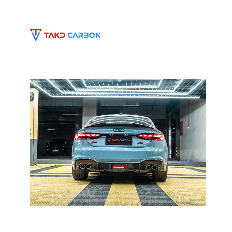 TAKD CARBON Brand All-Dry Carbon Fiber Technology universal rear spoilers Rear Bumper Lip Diffuser For AUDI A5,S5 PA B9.5