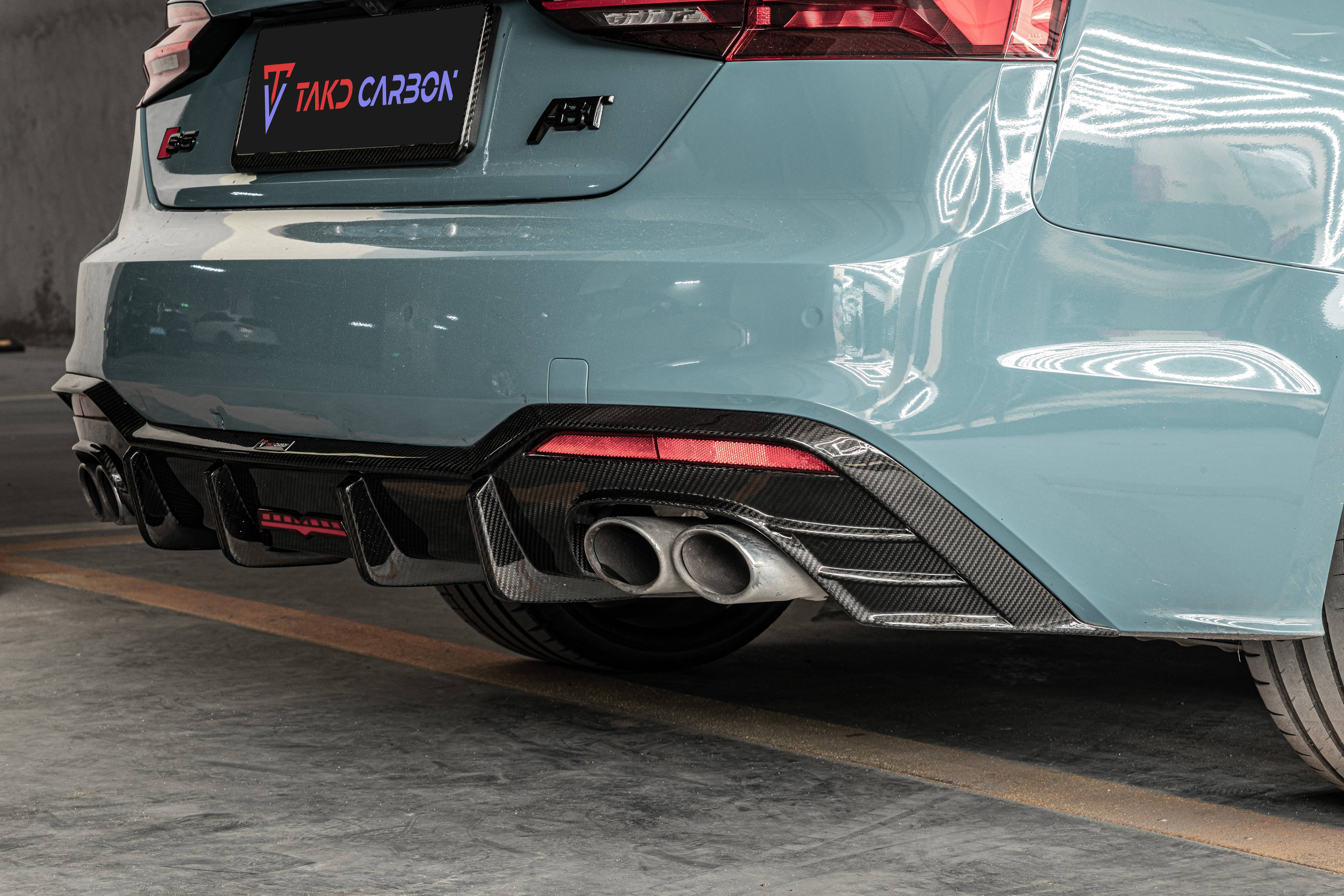 TAKD CARBON Brand All-Dry Carbon Fiber Technology universal rear spoilers Rear Bumper Lip Diffuser For AUDI A5,S5 PA B9.5