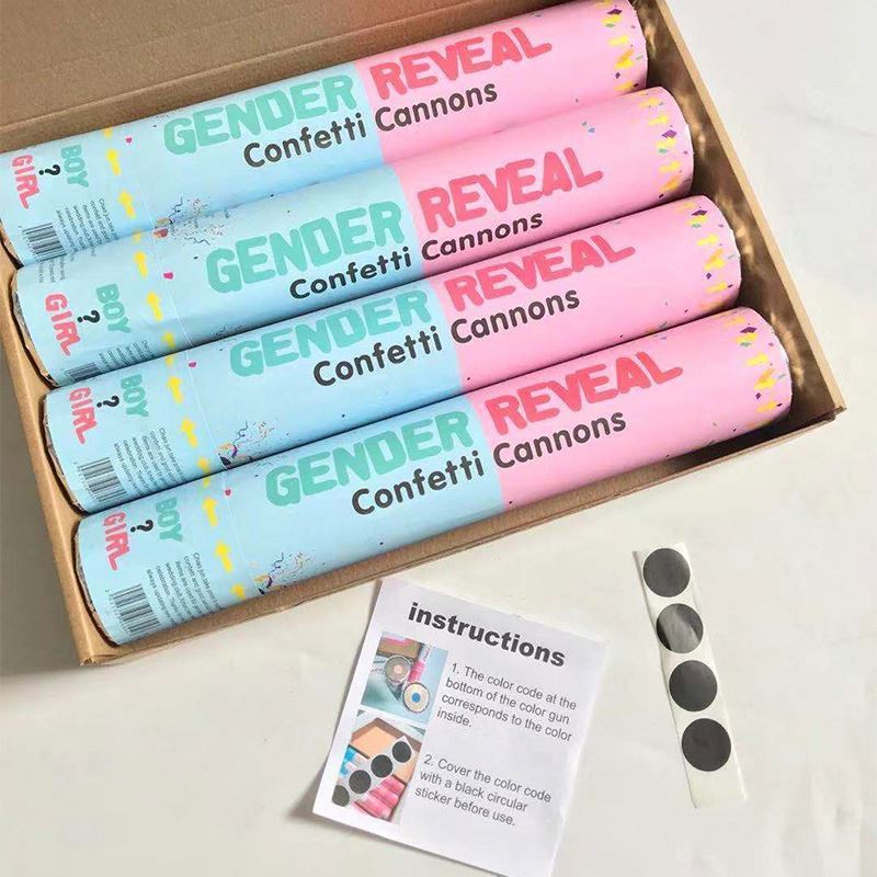 Blue Pink Boy Girl Gender Reveal Cannon Party Supplies Biodegradable Confetti Launcher Baby Shower Party Popper Confetti Cannon