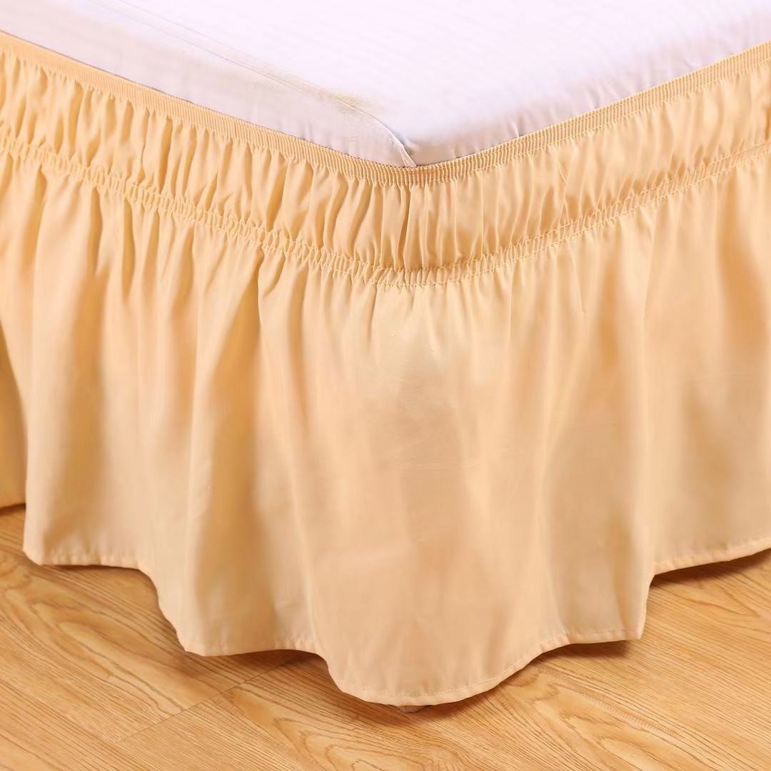 Wrap Around Ruffled Bed Skirt with Adjustable Elastic Belt Drop Easy to Put On Wrinkle Free Bedskirt Dust Ruffles