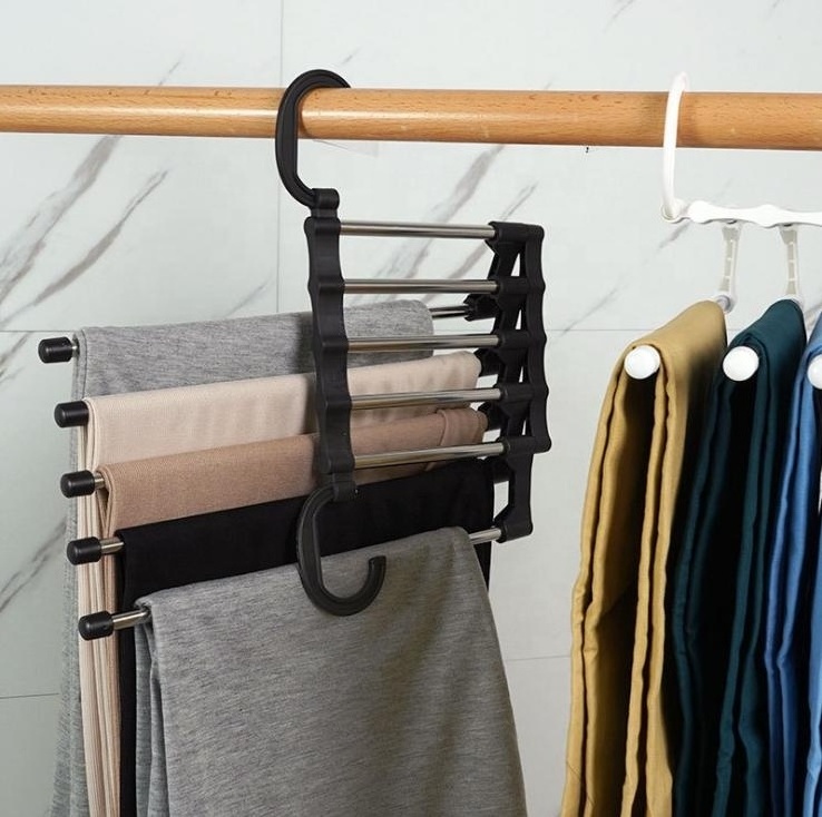 multifunction Stretch folding Display clothes Hanging laundry space saver Magical Pants wardrobe multilayer Cloth hanger