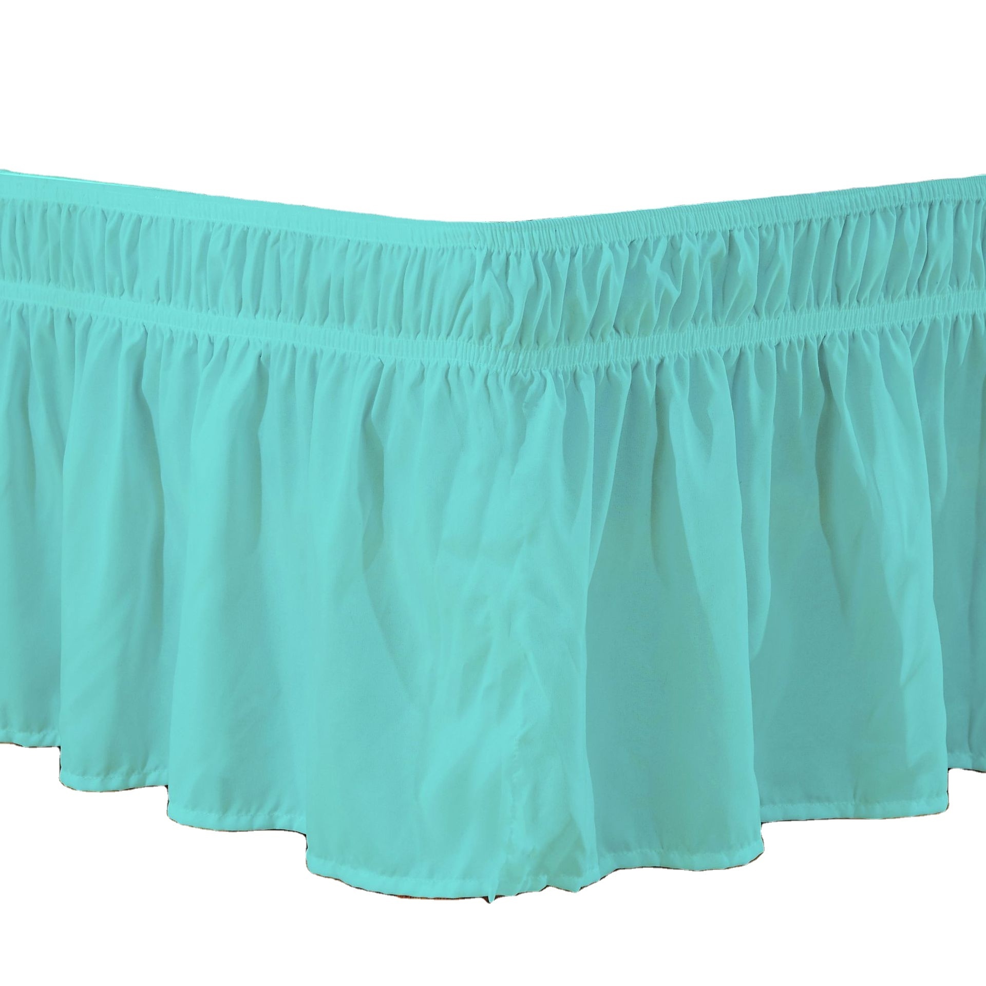 Wrap Around Ruffled Bed Skirt with Adjustable Elastic Belt Drop Easy to Put On Wrinkle Free Bedskirt Dust Ruffles