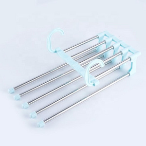 multifunction Stretch folding Display clothes Hanging laundry space saver Magical Pants wardrobe multilayer Cloth hanger