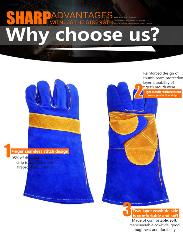 High Quality Men's Grade Cow Leather Welding Gloves 14\