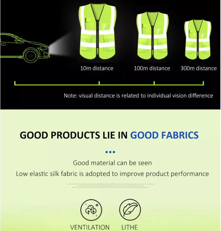 Reflective Vest Jacket Strip Mesh Fabric Construction Security Safety Vest Reflective Clothing Reflector Safety Reflective Vest