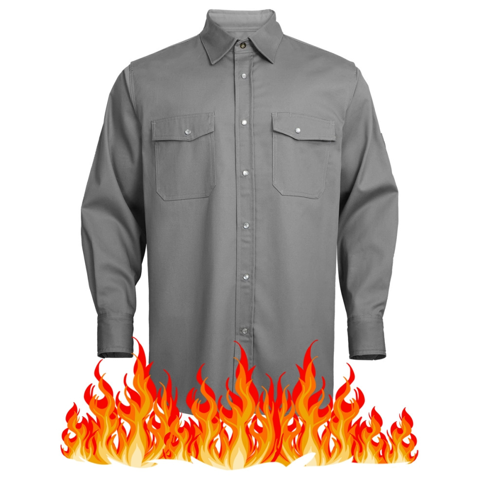 Hot Sale NFPA 2112 CAT 2 Flame Retardant Fire Resistant Shirts Long Sleeve with Pearl Snap Buttons Safety Clothing BestSuppliers